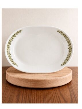 Corelle Spring Blossom Green Oval Serving Platter 12 x 10 Vintage Crazy Daisy